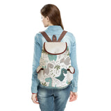 Dinosaur Printed Handbag Linen Foldable Women's Backpack