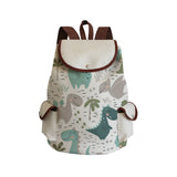 Dinosaur Printed Handbag Linen Foldable Women's Backpack