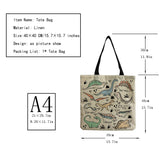 Dinosaur Printed Tote Linen Girl Shoulder Bag Large Capacity Travel Storage Pack