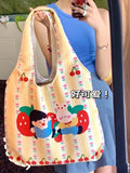 Girl Strawberry Cherry Bunny Tote Bag Crossbody Shoulder Bags