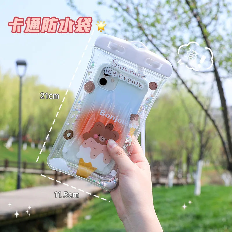 Cartoon Phone Waterproof Bag Touch Screen Protective Cover for Drifting Swimming