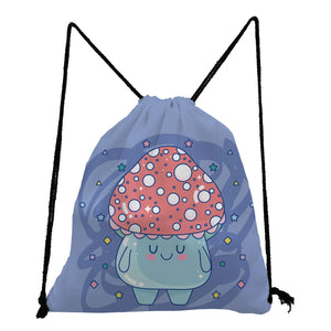 Cartoon Mushroom Printed Backpack Child Mini Drawstring Bag
