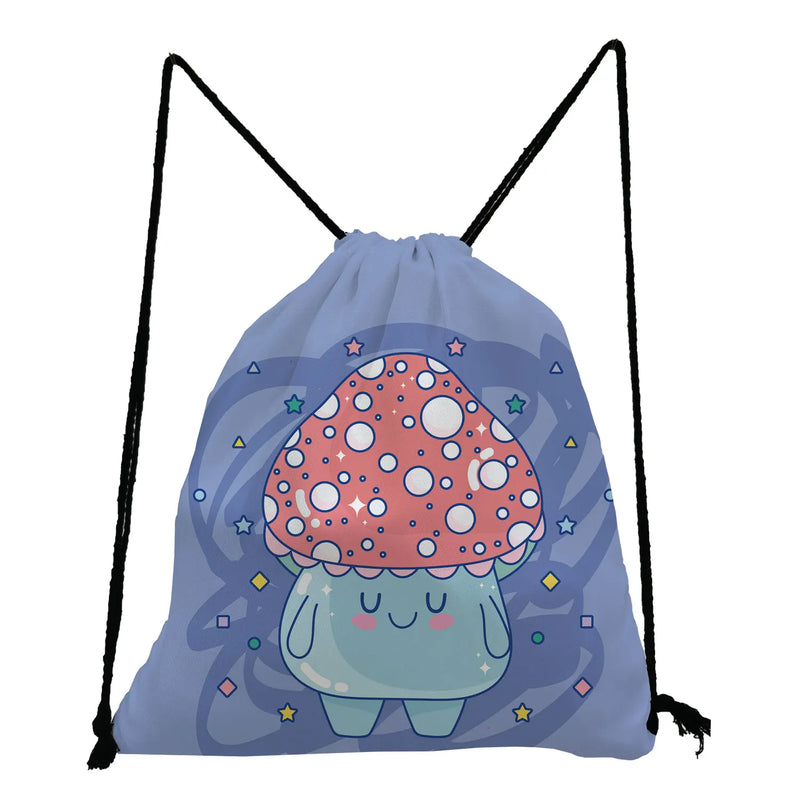 Cartoon Mushroom Printed Backpack Child Mini Drawstring Bag