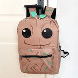 Cartoon Tree Man Backpack School Bag Brown Bookbag PU Leather