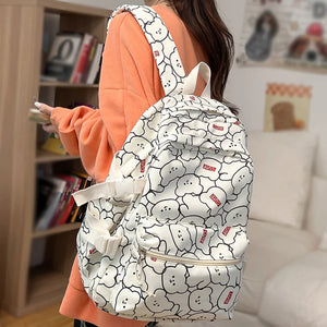Cartoon Women Backpack Printing Lady College Laptop School Bag Female Waterproof