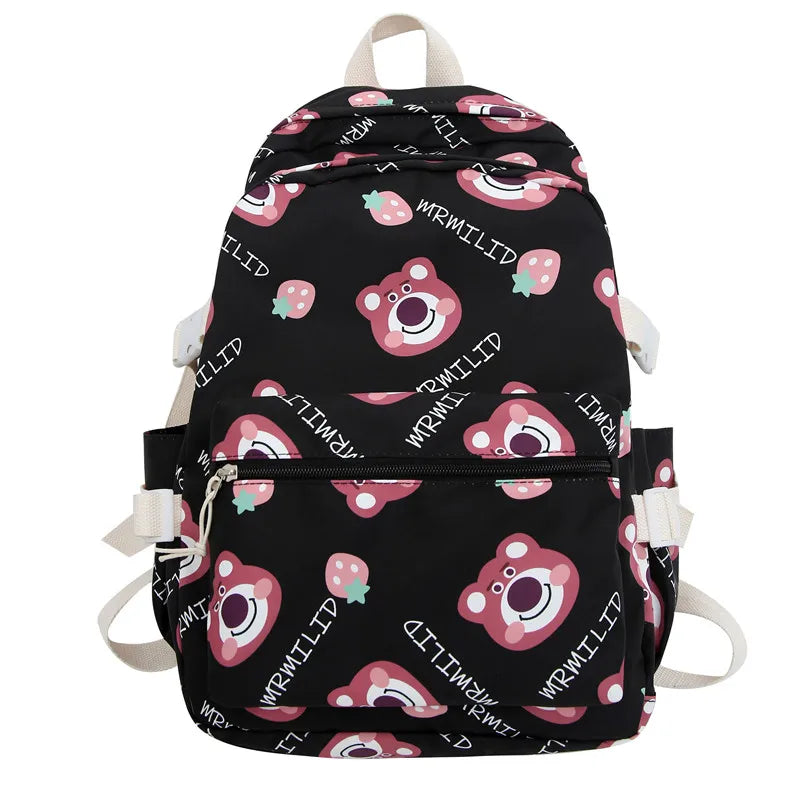 Cartoon Women Backpack Printing Lady College Laptop School Bag Female Waterproof