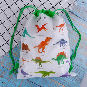 Dinosaur Drawstring Bags Kids Backpack School Organizer Pouch