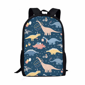 Dino Print School Bags for Boys Girls Kids Backpack