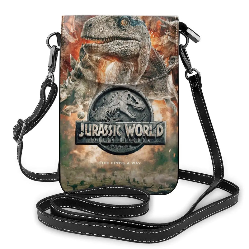 Dino Print Shoulder Bag Girls Leather Crossbody Purse