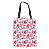 Eiffel Tower Women Handbag Folding Canvas Bag Shoulder Tote Book Bag
