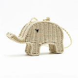 Elephant Straw Handbag Women's Beach Woven Mini Shoulder Messenger Bag