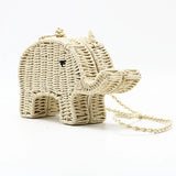 Elephant Straw Handbag Women's Beach Woven Mini Shoulder Messenger Bag