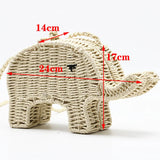 Elephant Straw Handbag Women's Beach Woven Mini Shoulder Messenger Bag