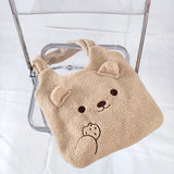 Embroidery Lamb Wool Handbag Winter Plush Shopper Women Tote Bag