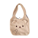 Embroidery Lamb Wool Handbag Winter Plush Shopper Women Tote Bag