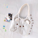 Embroidery Lamb Wool Handbag Winter Plush Shopper Women Tote Bag