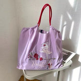 Embroidery Women Nylon Shoulder Bag Donut Sweet Girls Travel Tote Handba