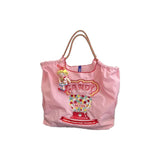 Embroidery Women Nylon Shoulder Bag Donut Sweet Girls Travel Tote Handba