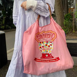 Embroidery Women Nylon Shoulder Bag Donut Sweet Girls Travel Tote Handba