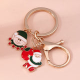 Enamel Christmas Tree Santa Keychain Handbag Charms Pendants