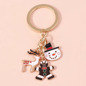 Enamel Christmas Tree Santa Keychain Handbag Charms Pendants