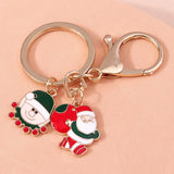 Enamel Christmas Tree Santa Keychain Handbag Charms Pendants