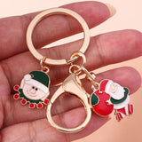 Enamel Christmas Tree Santa Keychain Handbag Charms Pendants