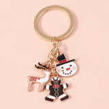 Enamel Christmas Tree Santa Keychain Handbag Charms Pendants