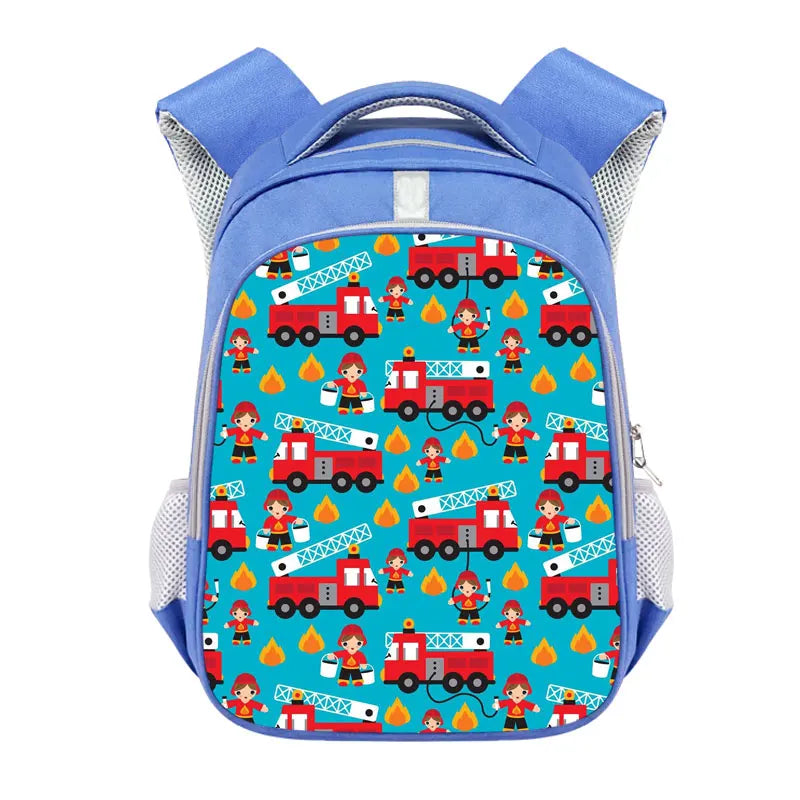 Cartoon Excavator Tractor Fire Truck Backpack for Kids