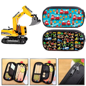 Kids Cartoon Fire Truck Excavator Pencil Bag