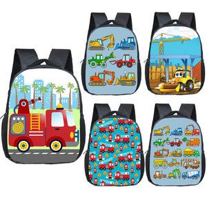 Cartoon Firetruck Excavator Tractor Backpack for Kids