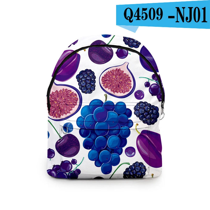 Funny Fruit Student Backpacks Waterproof Boys/Girls Travel Bags