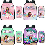 Gabbys Dollhouse Backpack 2Pcs/Set Kids School Bag Pen Bag Boys Girls Bookbag