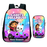 Gabbys Dollhouse Backpack 2Pcs/Set Kids School Bag Pen Bag Boys Girls Bookbag