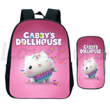 Gabbys Dollhouse Backpack 2Pcs/Set Kids School Bag Pen Bag Boys Girls Bookbag