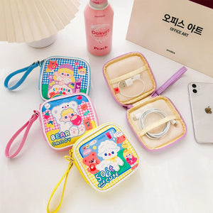 Girls Earphone Case Data Cable Storage Portable Organizer Bag