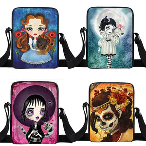 Gothic Girl Messenger Bag Ladies Shoulder Bag Canvas Cross Body Satchel