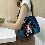 Cartoon Gothic Girl Printing Shopping Bag Canvas Messenger Bag