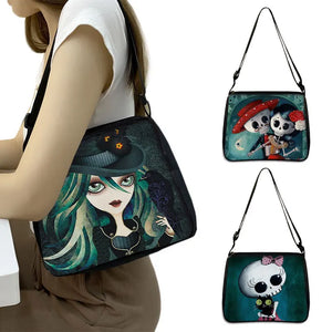 Cartoon Gothic Girl Printing Shopping Bag Canvas Messenger Bag