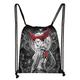 Gothic Girls Backpack Women Canvas Drawstring Bag