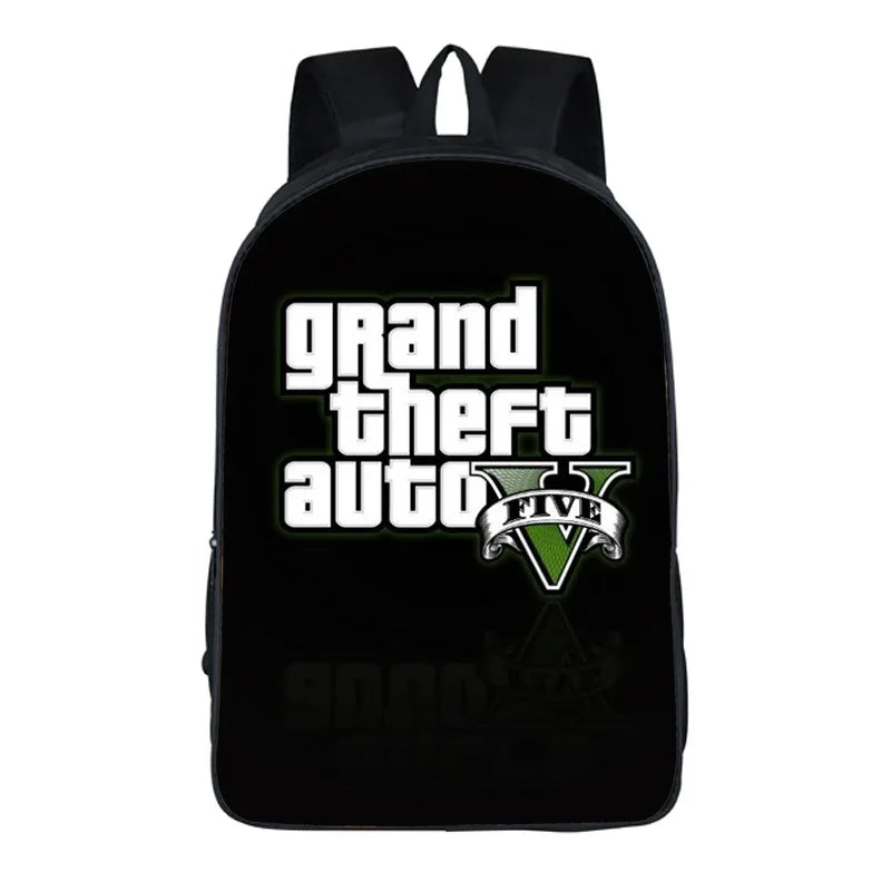 Cartoon GTA5 3D Backpack School Bag Book Bag