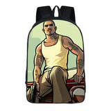 Cartoon GTA5 3D Backpack School Bag Zipper Messenger