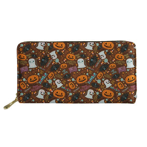 Halloween Ghost Pattern Long Wallet Zipper Clutch Bag