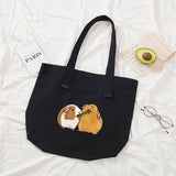 Canvas Tote Bag Guinea Pig Print Foldable Reusable Women Canvas Shoulder Bag