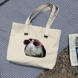 Canvas Tote Bag Guinea Pig Print Foldable Reusable Women Canvas Shoulder Bag