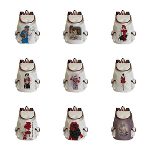 Hipster Girl Print Backpack Canvas Personalized Name Pack School Travel