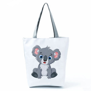 Cartoon Koala Print Women's Shoulder Bag Eco-Friendly Shopping Bag