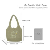 Embroidered Lamb Fabric Handbag for Women