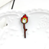 Cartoon Match Candle Flame Enamel Brooch