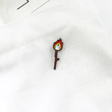 Cartoon Match Candle Flame Enamel Brooch